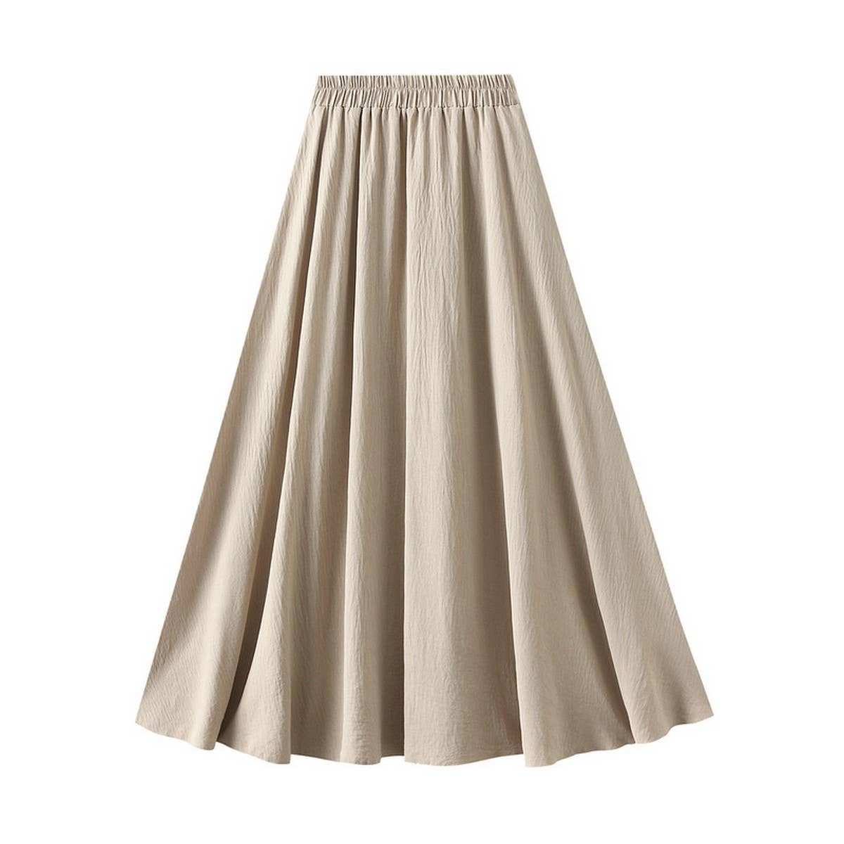 HIGH WAIST A LINE LOOSE FIT FLOWY MIDI SKIRT_CWBMS0332