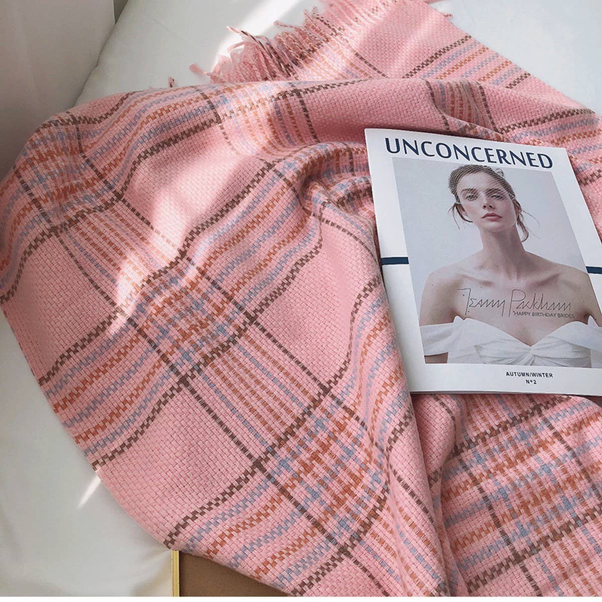 PLAID FAUX CASHMERE SCARF THICK WARM WINTER WRAP_CWASC1453