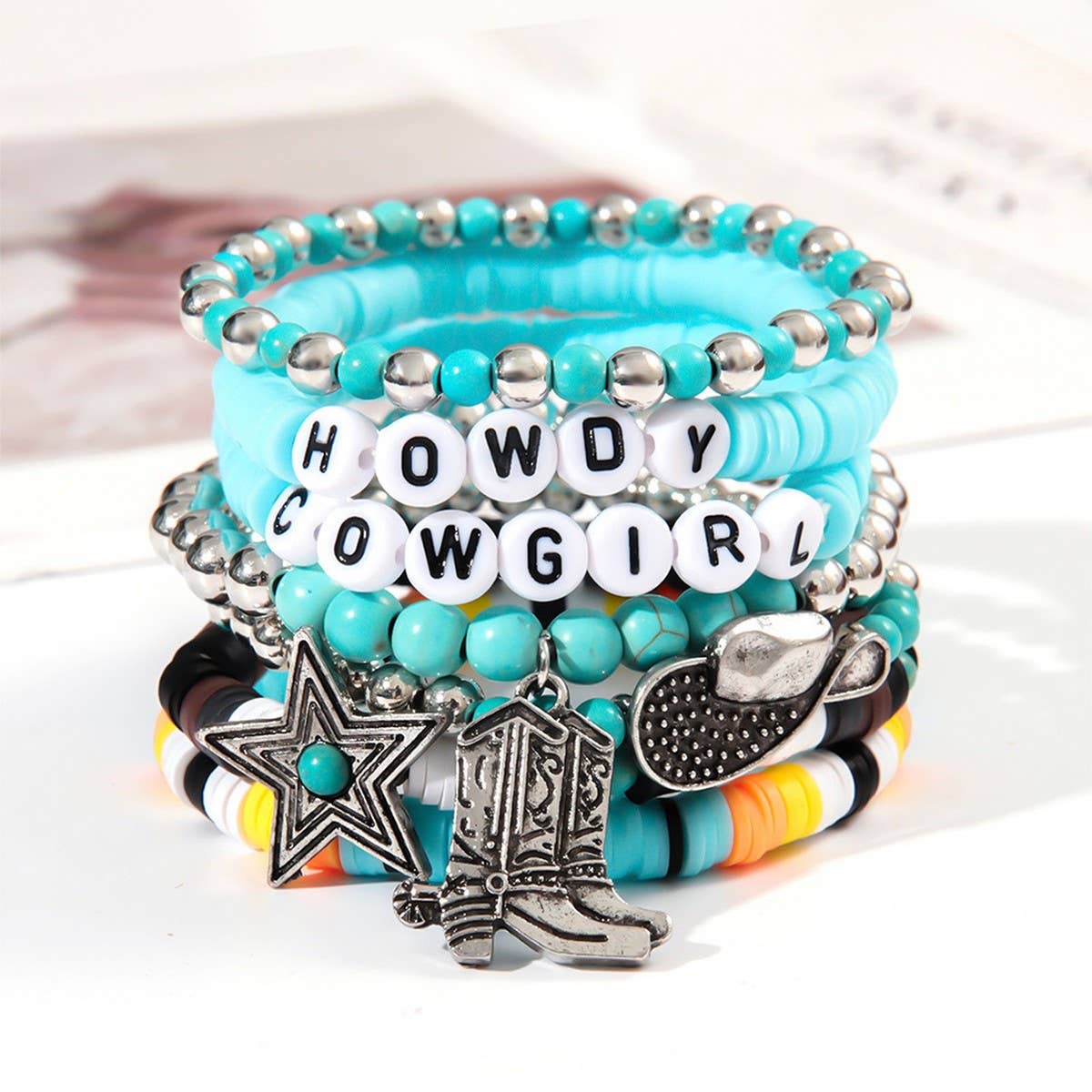 ETHNIC STYLE BULL HEAD CACTUS BRACELET SET_CWMM3520