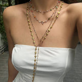 SMALL FRESH COLORFUL Y SHAPED DAISY CHAIN NECKLACE_CWMM3127