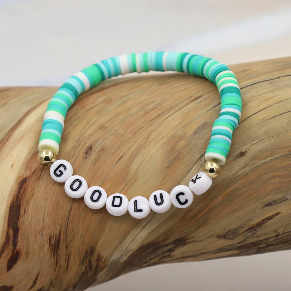 COLORFUL POLYMER CLAY LETTER BEADED BRACELET_CWMM3570