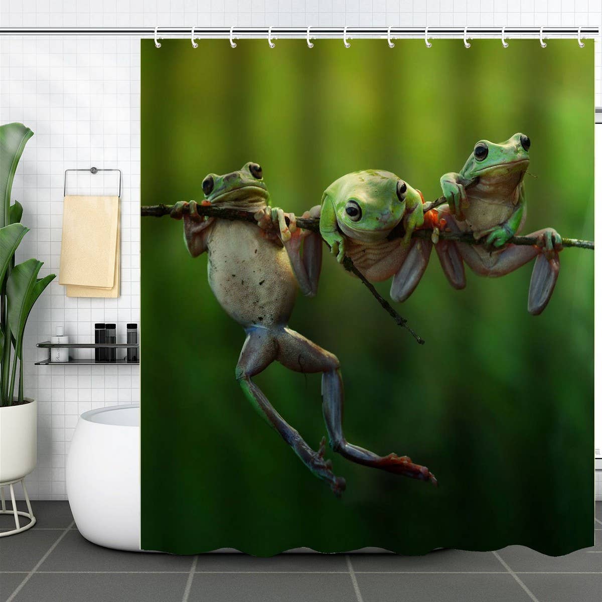 HOT SALE DIGITAL PRINTED FROG SHOWER CURTAIN_CWMM1805