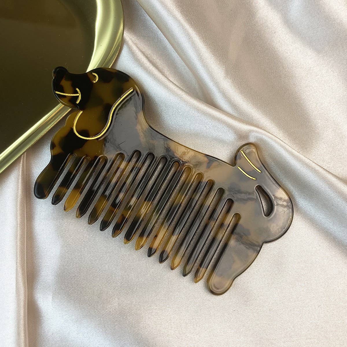 CUTE DOG ACETATE WIDE TOOTH COMB PORTABLE HAIR TOOL_CWMM6441