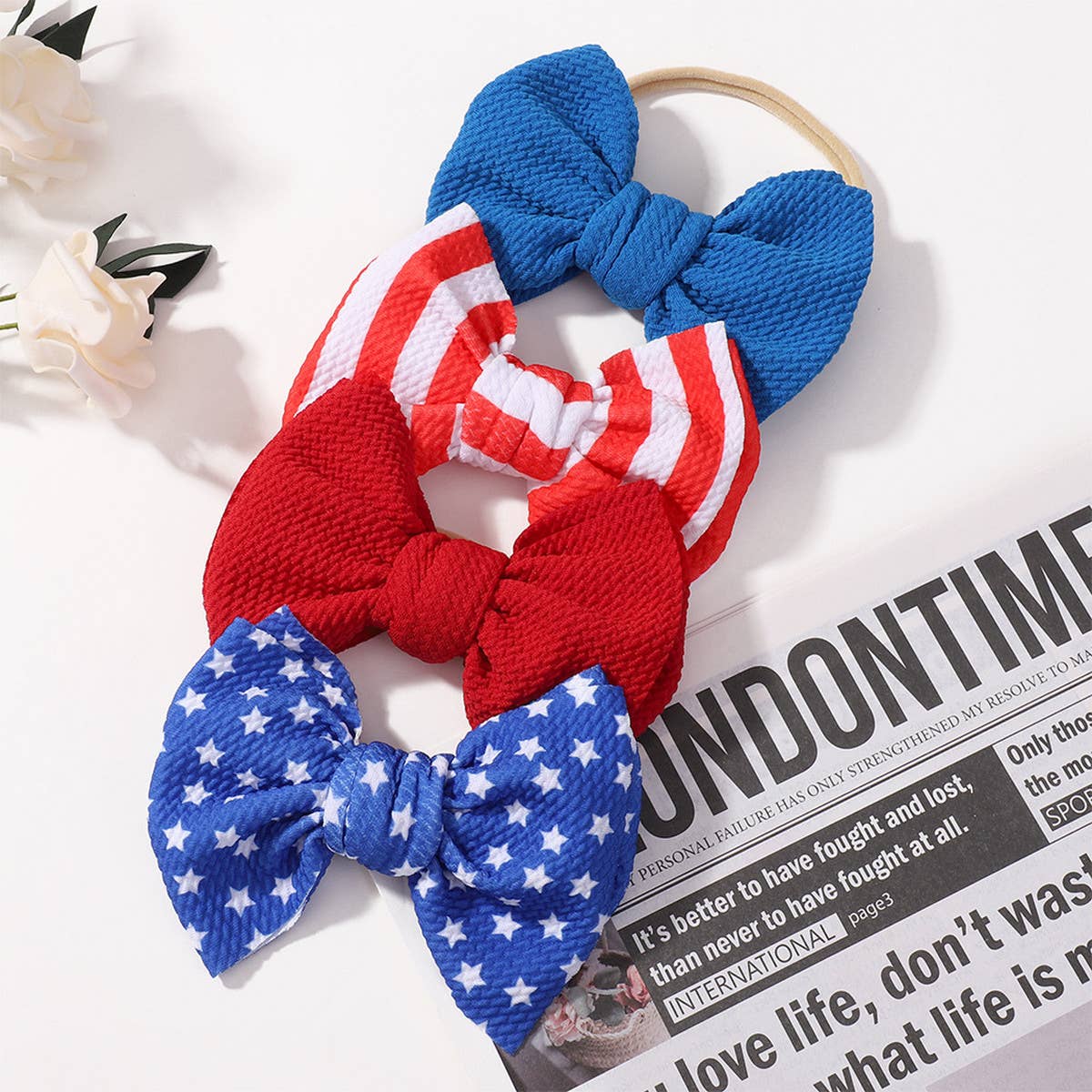 STRIPED CHILDRENS HAIRBAND BOW HAIR ROPE_CWAHA2351