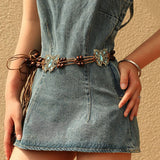 BOHO BUTTERFLY BRAIDED WAIST CHAIN FOR DRESSES＿cWAHA5672