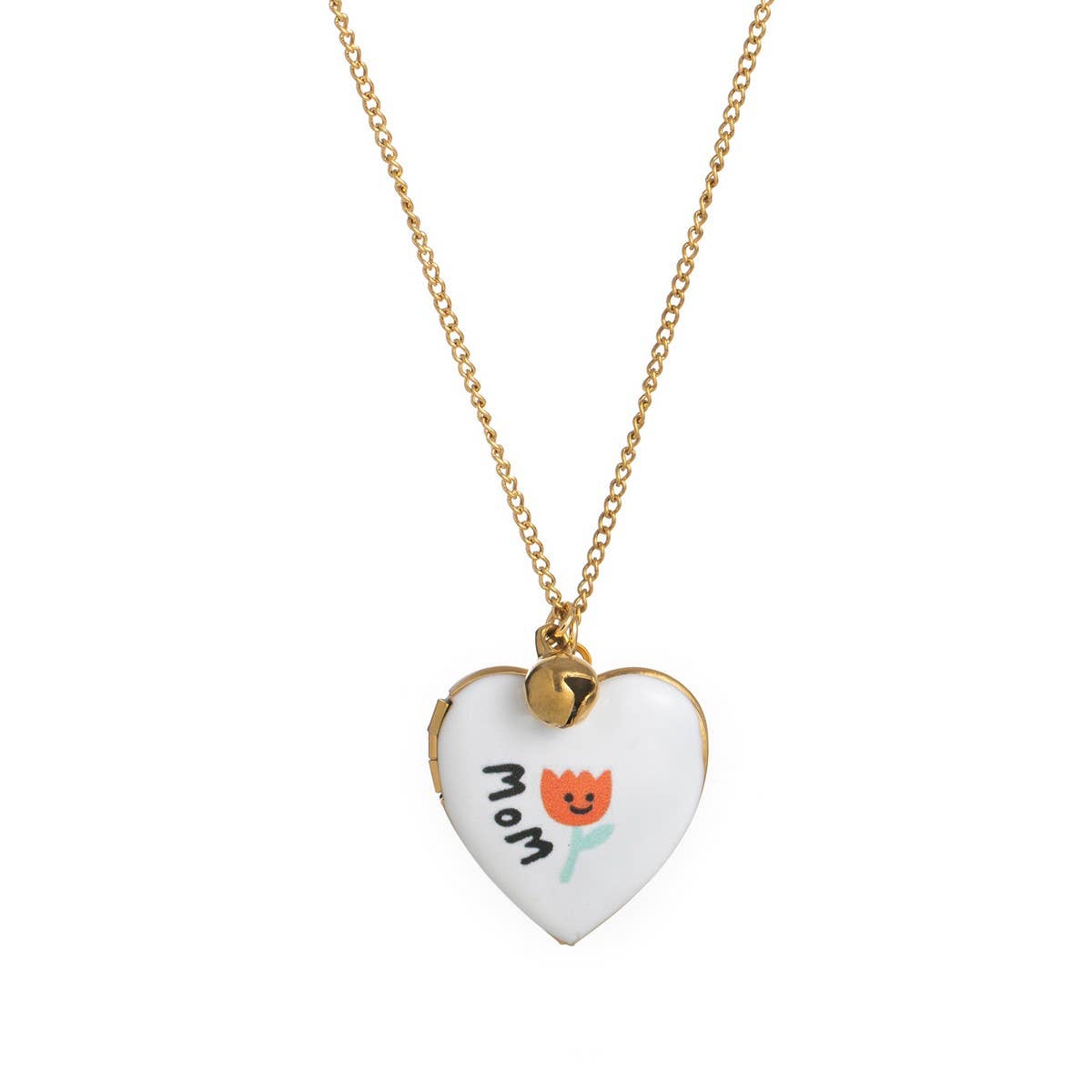 HEART LOCKET OVAL PHOTO NECKLACE GOLD PLATED_CWMM3919