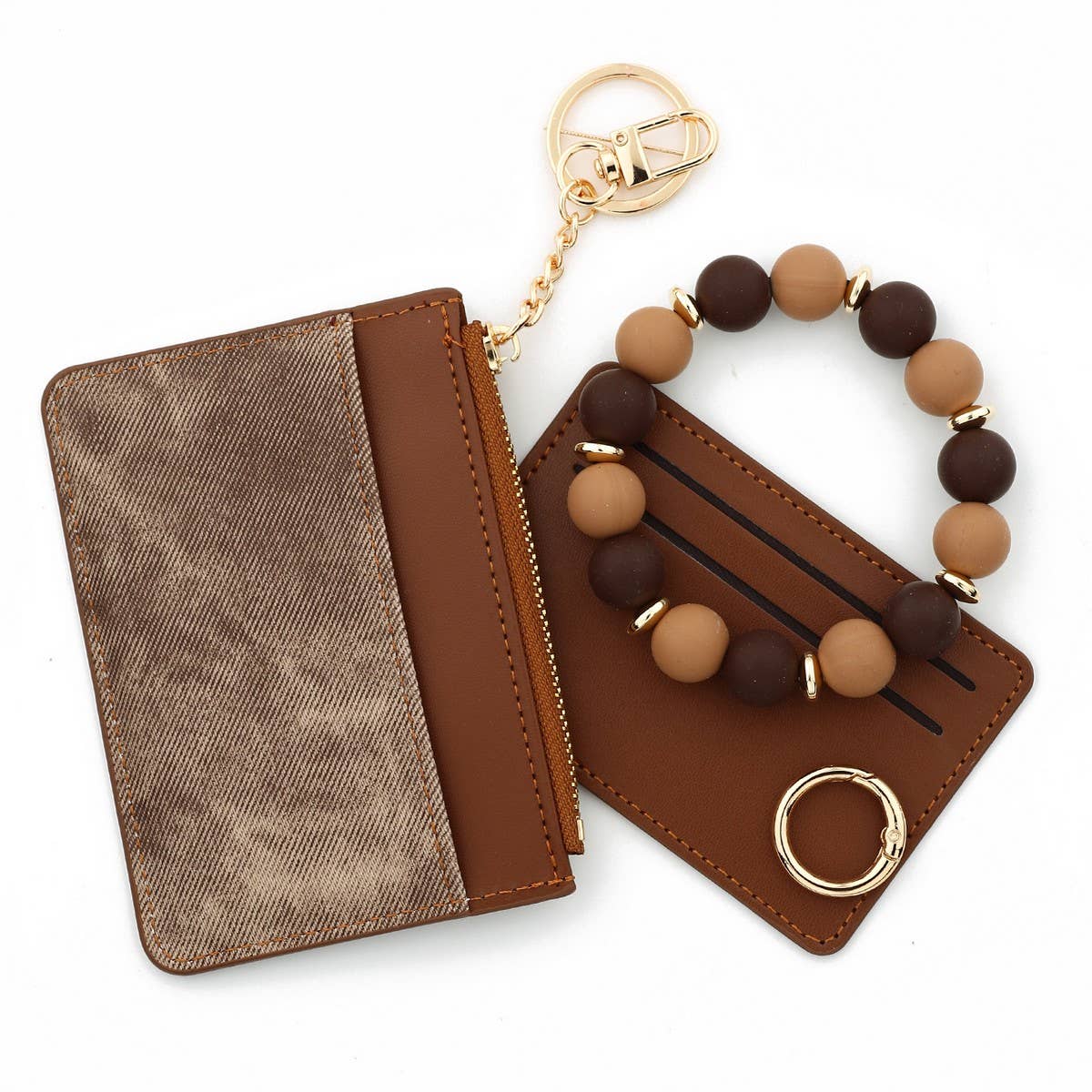 CHIC PU WALLET WITH SILICONE BEAD BRACELETCARD CASE_CWAB4954