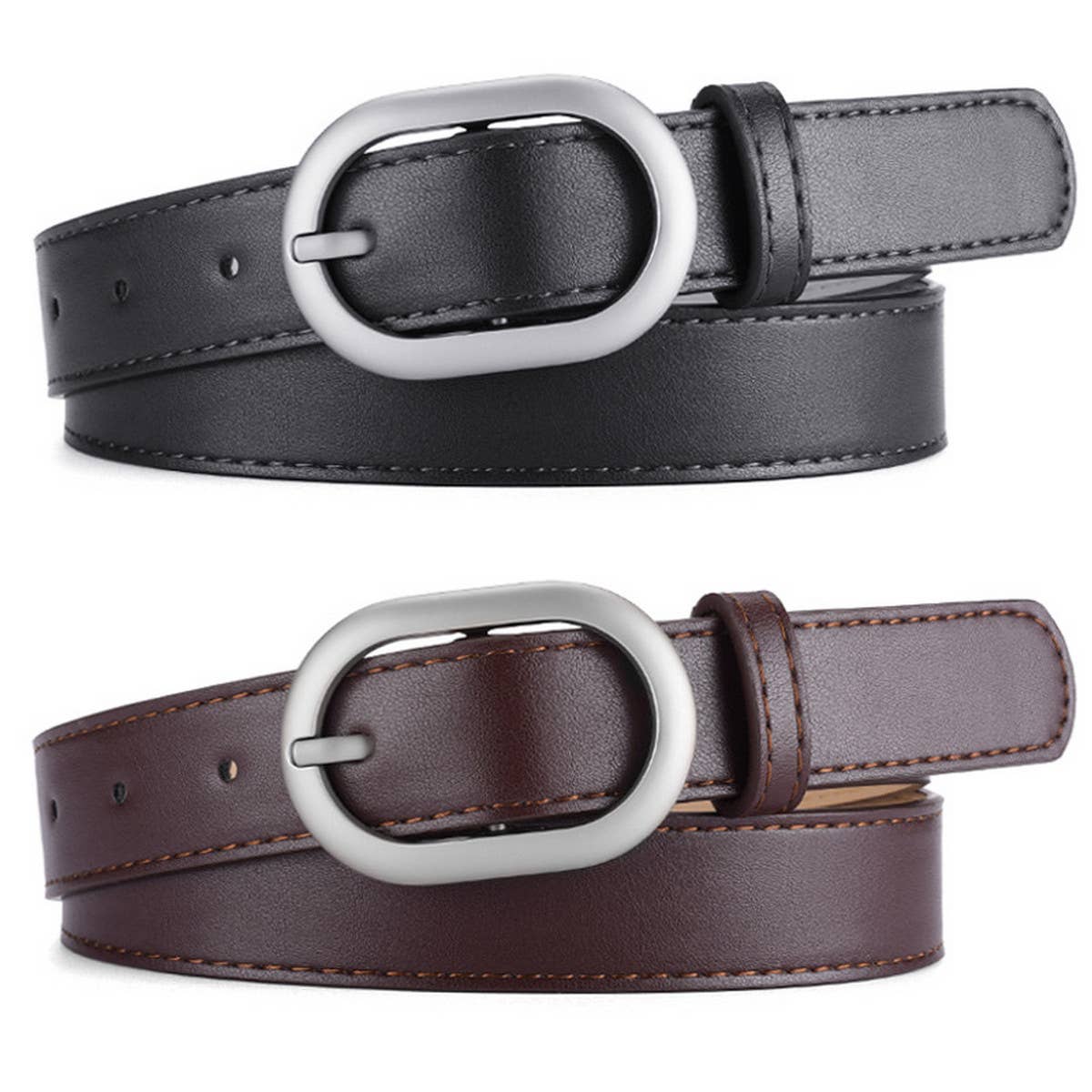 Women New Slim Fit Oval Pu Belt_Cwabe0352