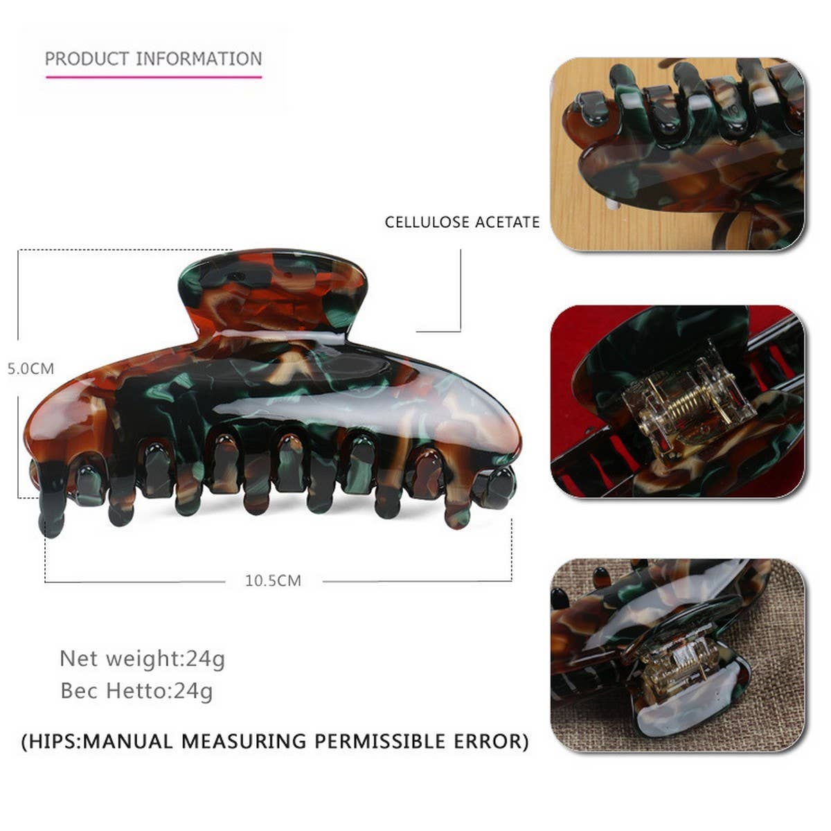 LARGE ACETATE SHARK HAIR CLAW INS STYLE BUN CLIP_CWAHA4321