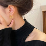 SMALL LUXURY SIMPLE GOLD TEXTURE HIGH END EARRINGS_CWAJE3143
