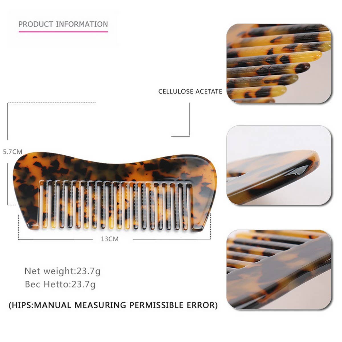ACETATE 4MM COMB GRADIENT TEETH HAIR COMB_CWAHA4189
