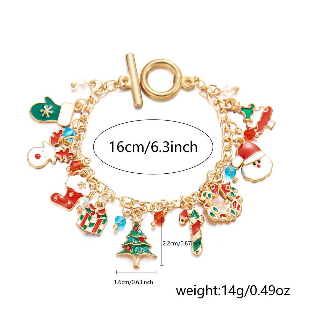Cwaje2512_Santa Claus Rice Bead Pendant Bracelet