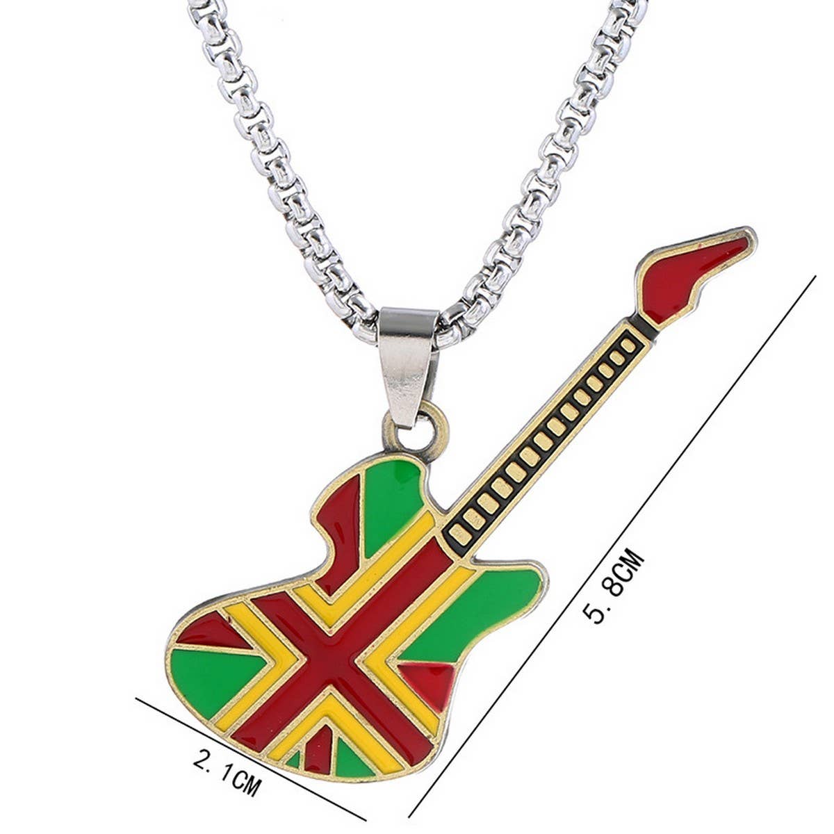 GUITAR PENDANT LONG STAINLESS STEEL NECKLACE_CWMM4611