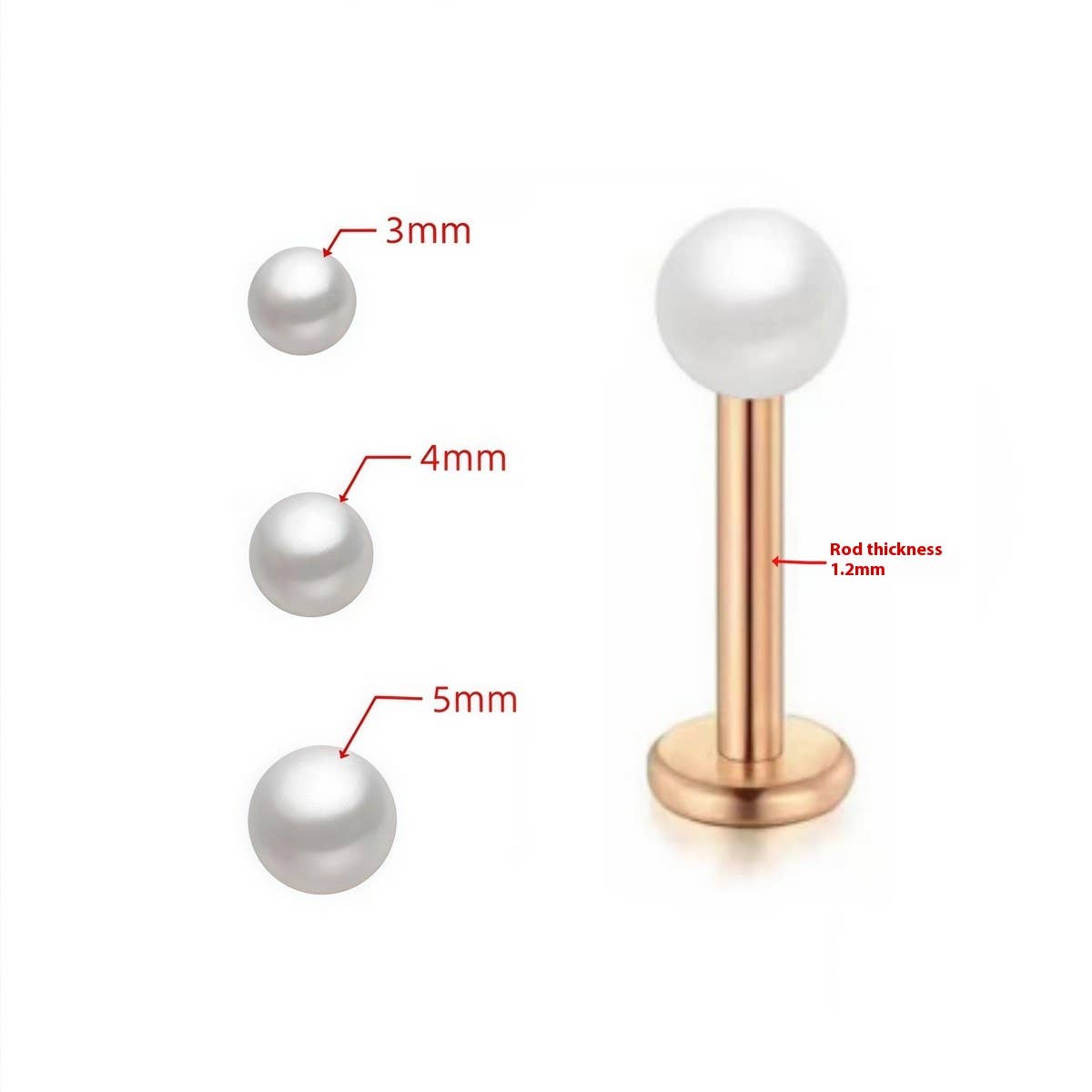 STAINLESS STEEL PEARL LIP BAR PIERCING JEWELRY_CWMM9588