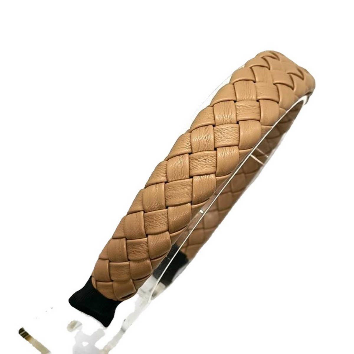 ELEGANT SOLID PU WOVEN DIAMOND HEADBAND_CWAHA6321