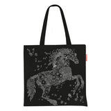 LIGHT FLORAL HORSE PRINT CANVAS SHOULDER BAG_CWAB5135