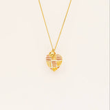 18K GOLD LOCKET NECKLACE ENAMEL HEART DESIGN_CWMM6953