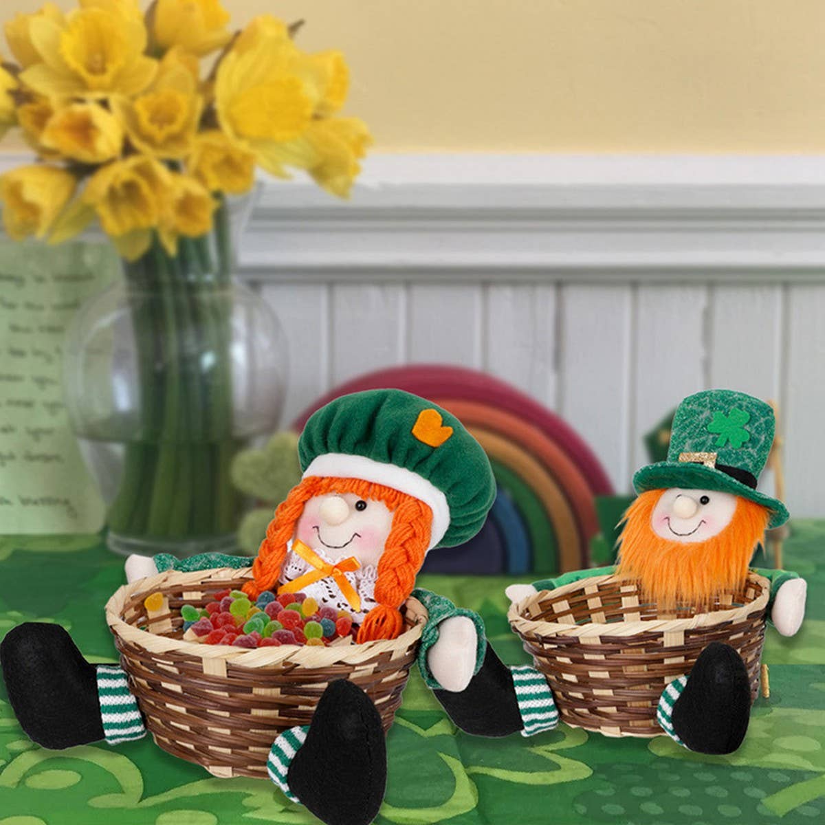 St. Patricks Day Party Gnome With Basket Doll_Cwmm3438