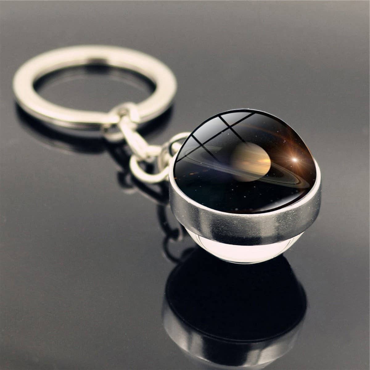 DOUBLE SIDED GLASS BALL KEYCHAIN PENDANT JEWELRY_CWMM0492