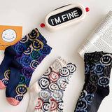 COTTON SMILEY FACE CREW SOCKS_CWMS0280