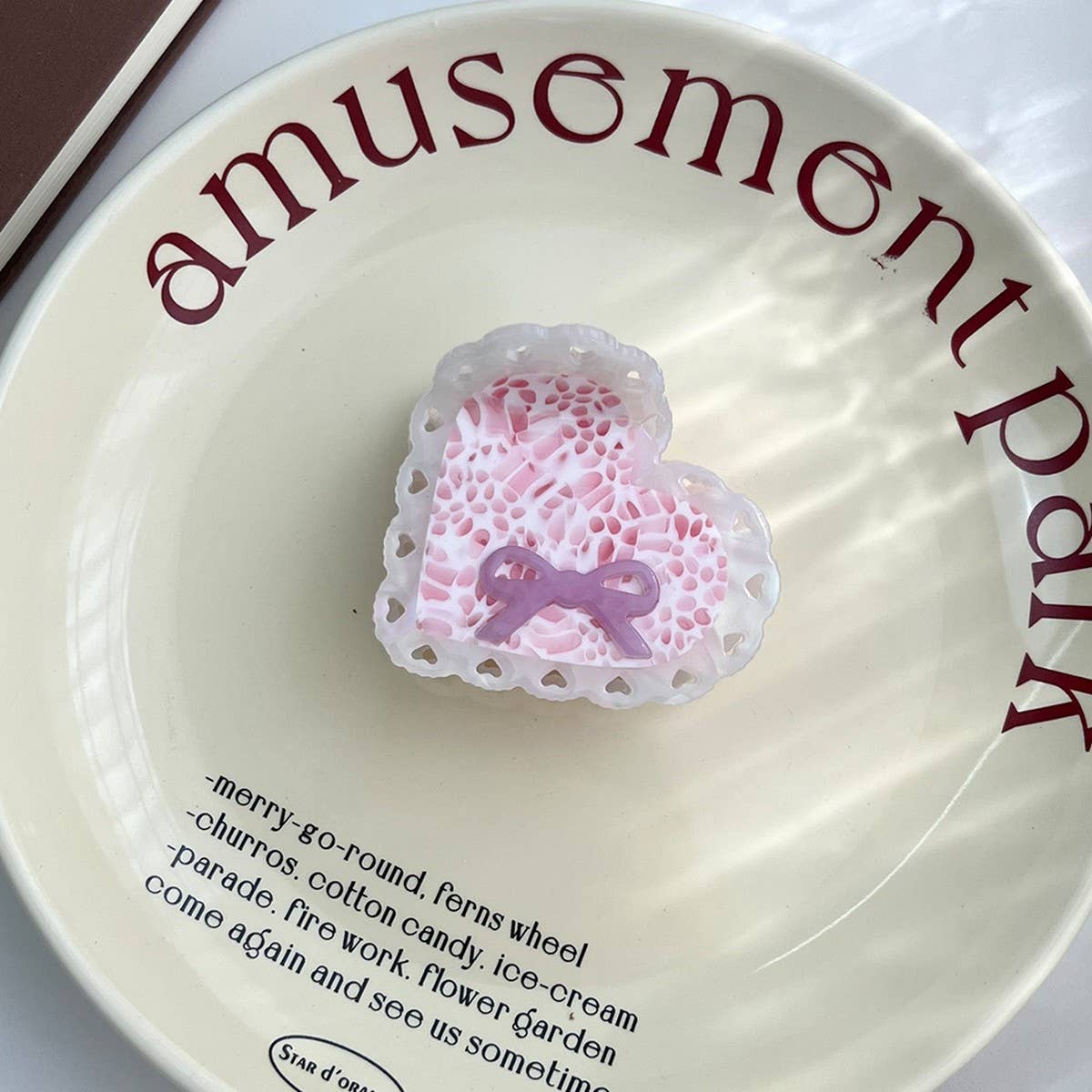 ELEGANT BOW ACETATE CLAW CUTE HOLLOW HEART CLIP_CWAHA5910