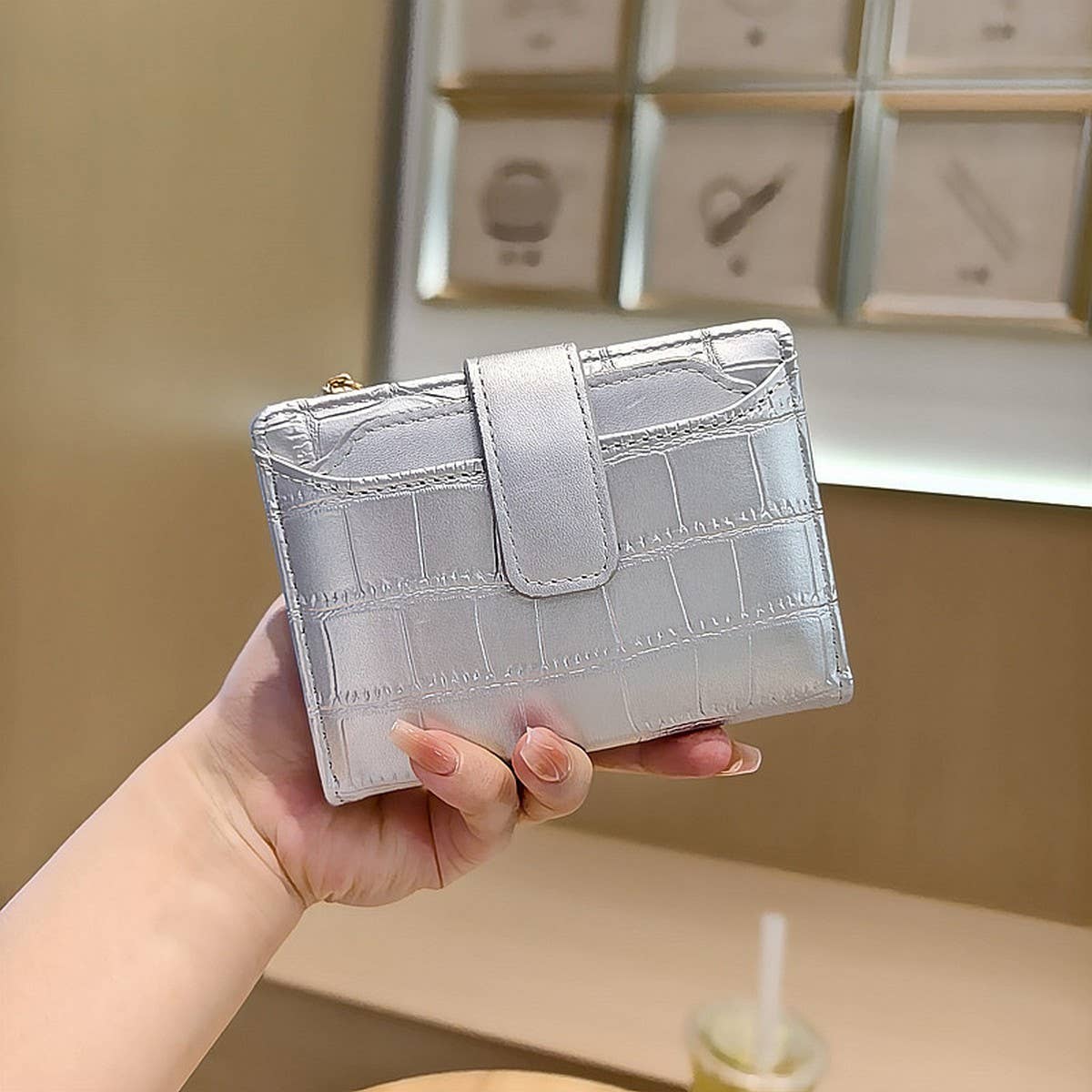 Stone Pattern Bifold Foldable Leather Wallet_Cwab06206