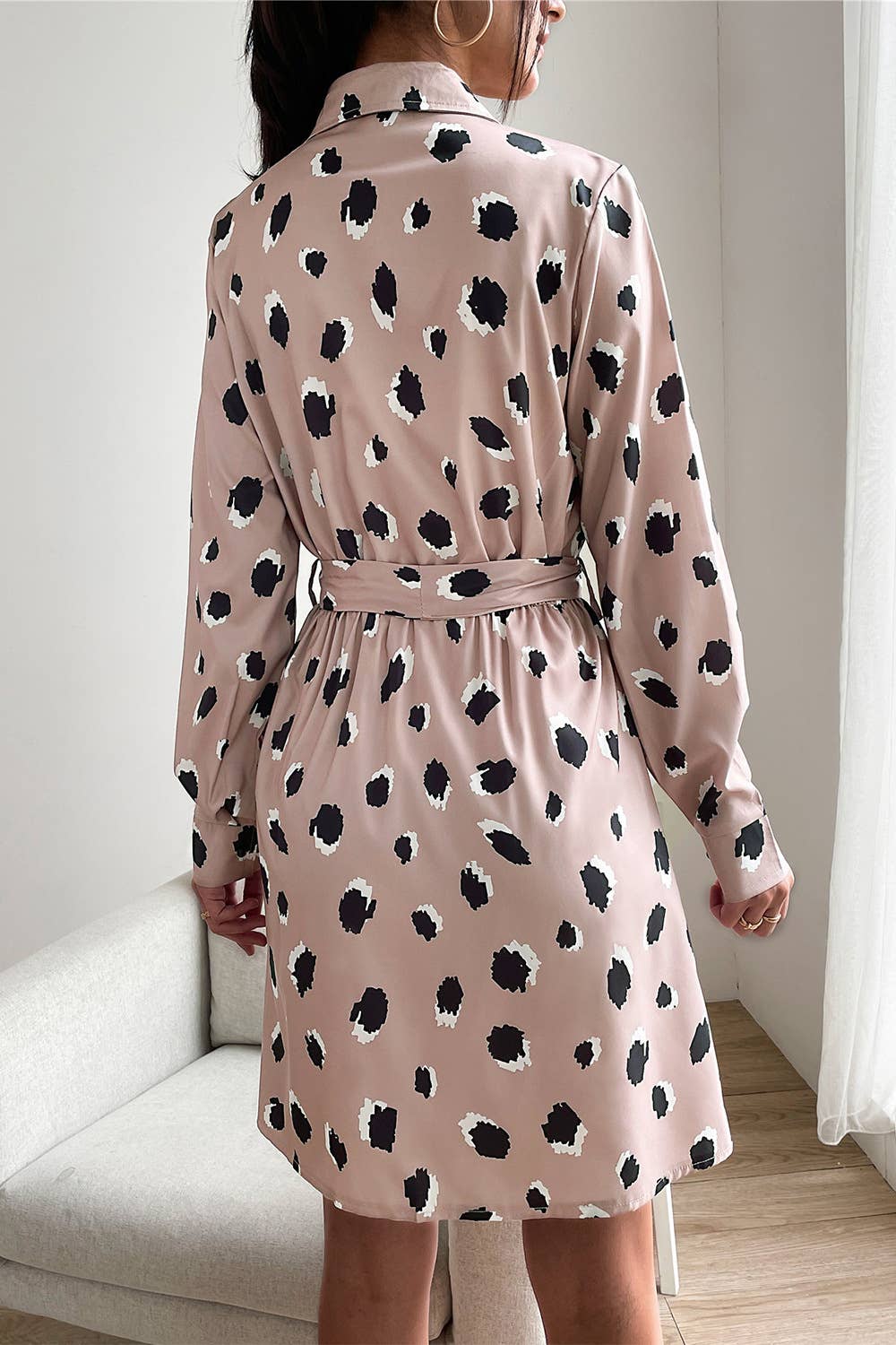 Stylish Breasted Long-Sleeved Pocket Dress