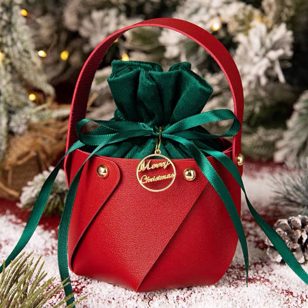Christmas Apple Bag Pu Gift Tote Candy Box_Cuab00756