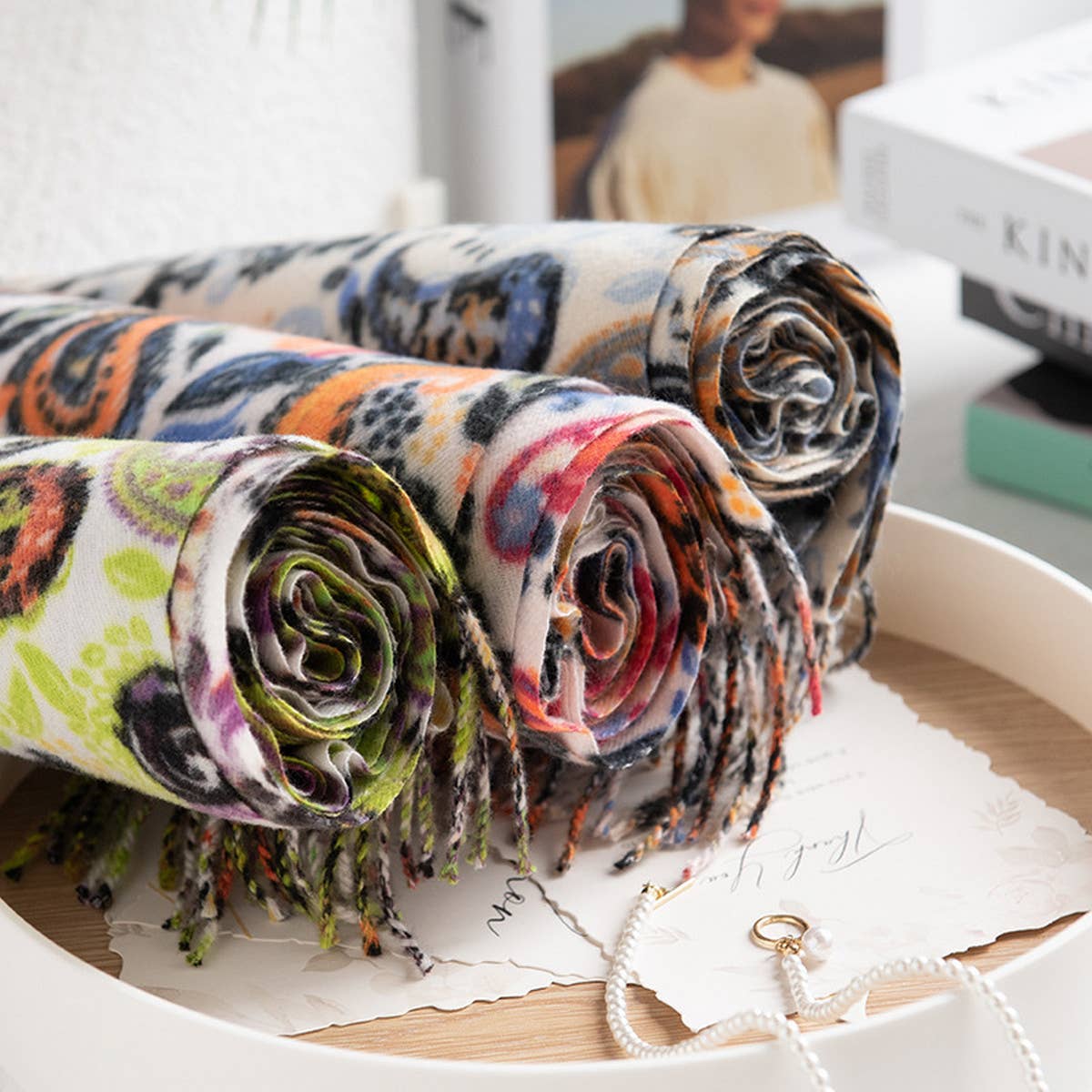 SOFT PAISLEY SCARF ELEGANT TASSEL WRAP FOR WOMEN_CWASC0920