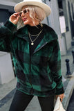 Women Loose Fit Oversized Plaid Fleece Jacket_Cwoja0634