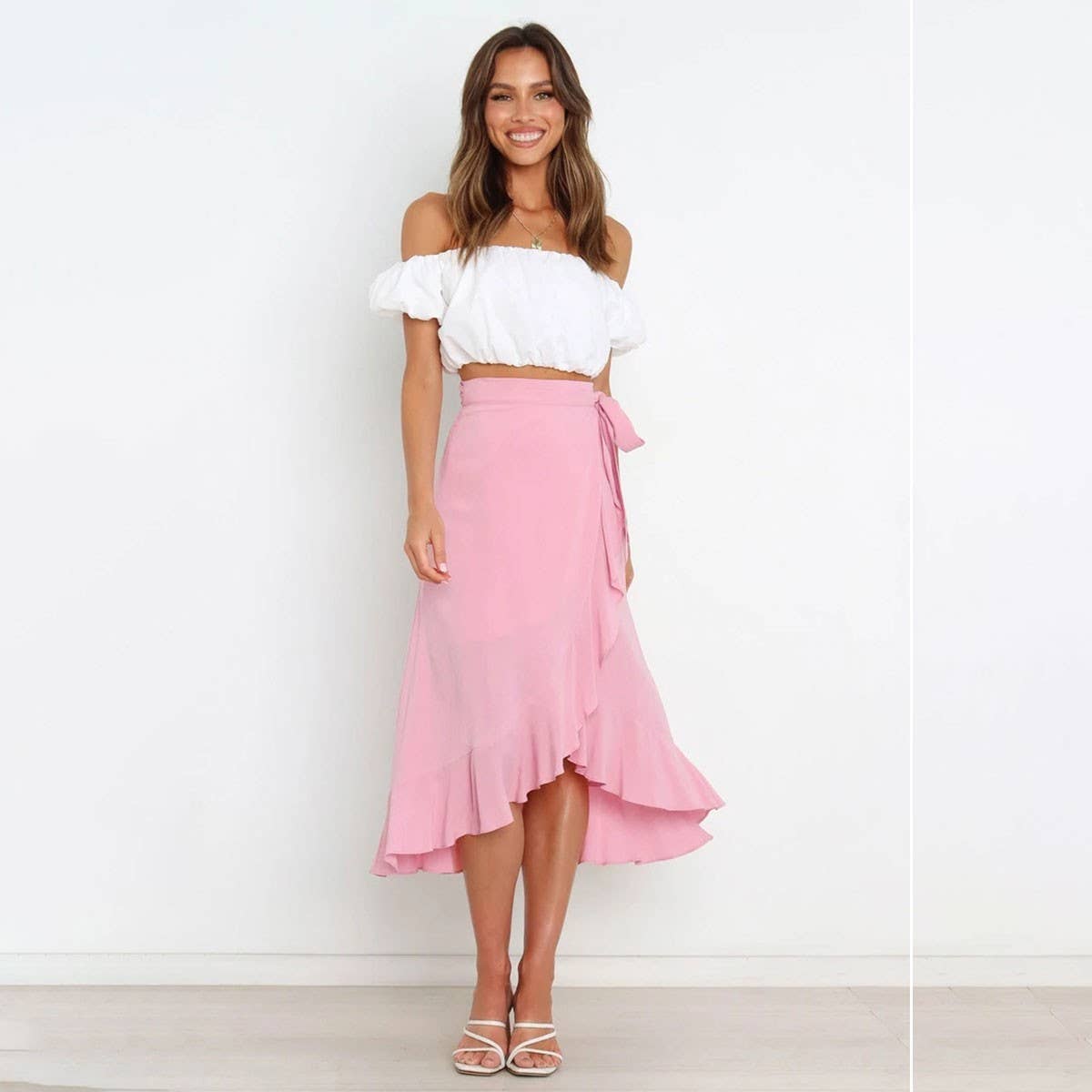 ONE PIECE LACE UP LONG SKIRT SOLID COLOR SKIRT_CWAB4800