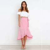 ONE PIECE LACE UP LONG SKIRT SOLID COLOR SKIRT_CWAB4800