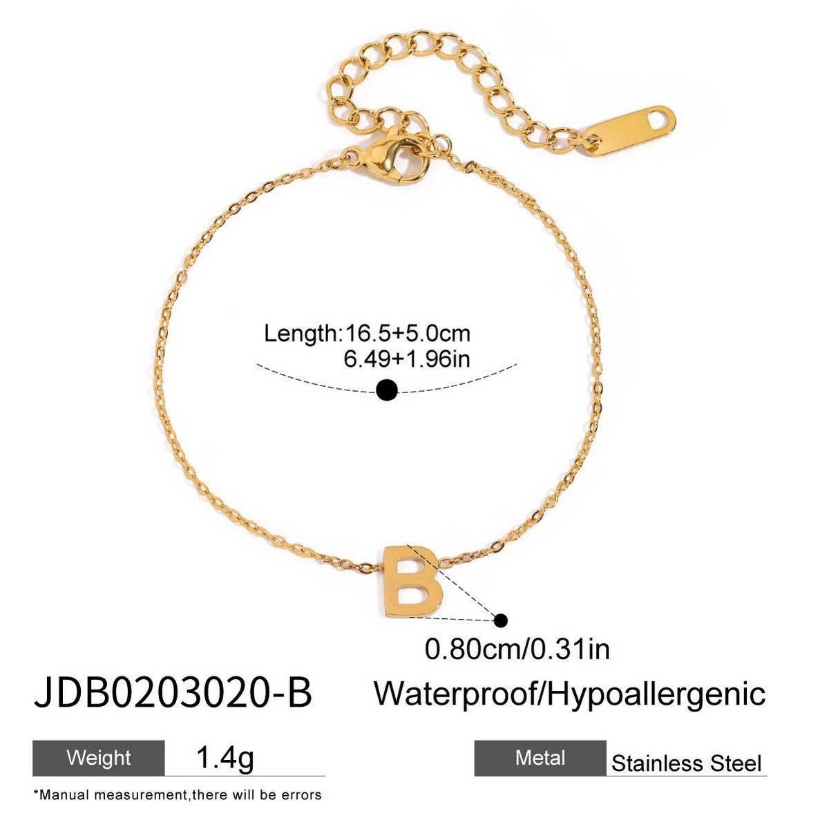 18K GOLD TITANIUM LETTER NECKLACE BRACELET SET_CWAJE4743