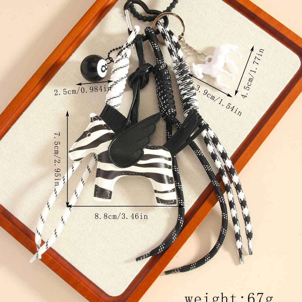 CUTE LEATHER PEGASUS CHARM WITH BRAIDED STRAP_CWMM7559