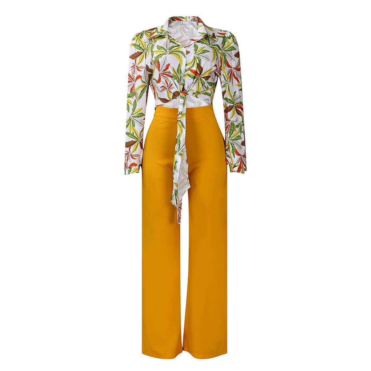 PRINTED SHIRT TOP WIDE LEG PANTS TWO PIECE SET_CWSTB1143