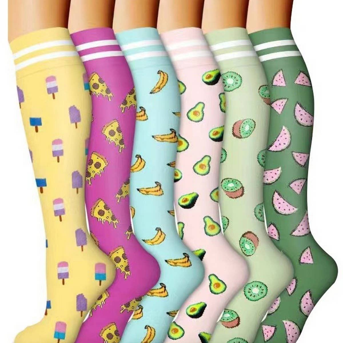 PATTERNED SPORTS LONG COMPRESSION SOCKS SET_CWMS1878