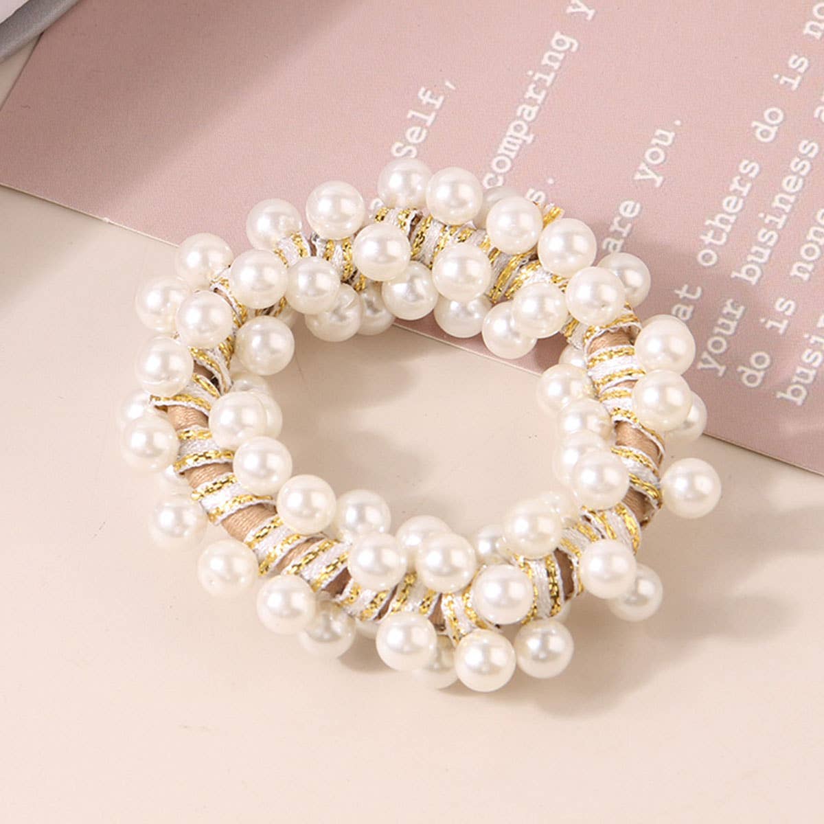 ROSE PEARL HAIR TIES SCRUNCHIES STRETCH HAIR ROPE_CWAHA0407