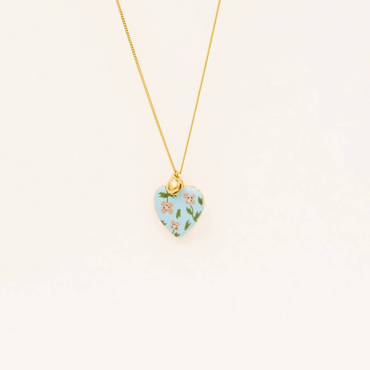 18K GOLD LOCKET NECKLACE ENAMEL HEART DESIGN_CWMM6953