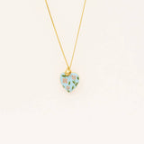 18K GOLD LOCKET NECKLACE ENAMEL HEART DESIGN_CWMM6953