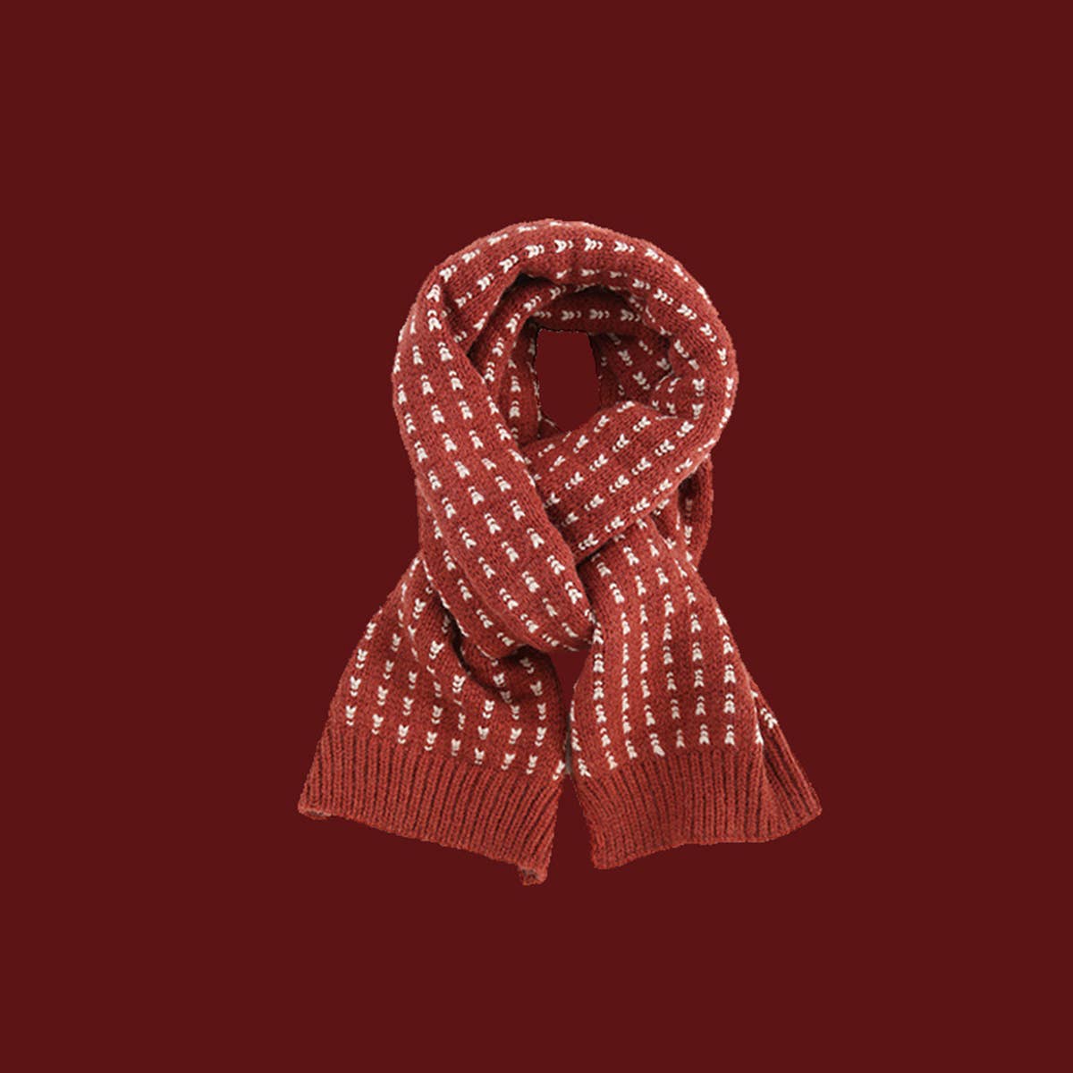 RED KNIT SCARF COZY WINTER CHRISTMAS GIFT_CWASC1500