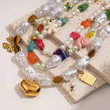 Unique Baroque Turquoise Heart Flower Necklace_Cwmm7535