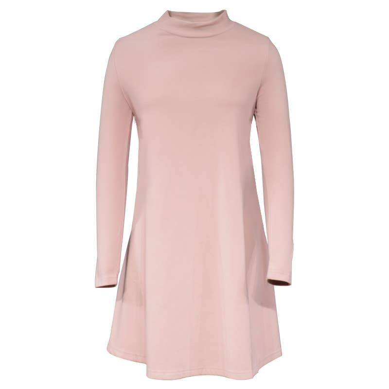Stylish Long-Sleeved High-Neck Loose Dress