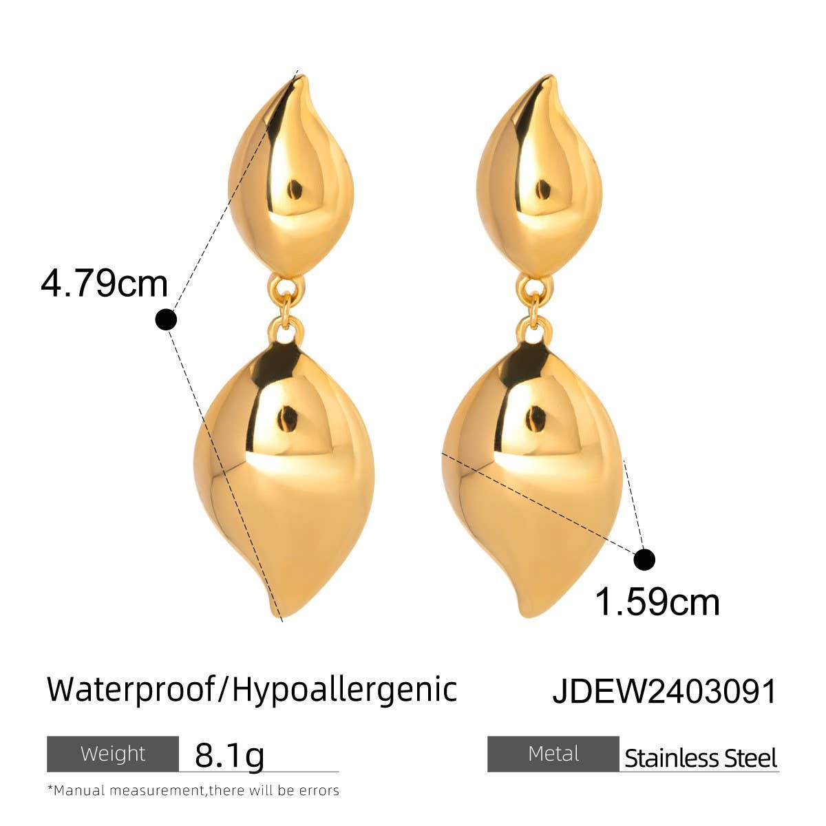 SIMPLE PETAL TEARDROP SHAPED POLISHED EARRINGS_CWAJE1794
