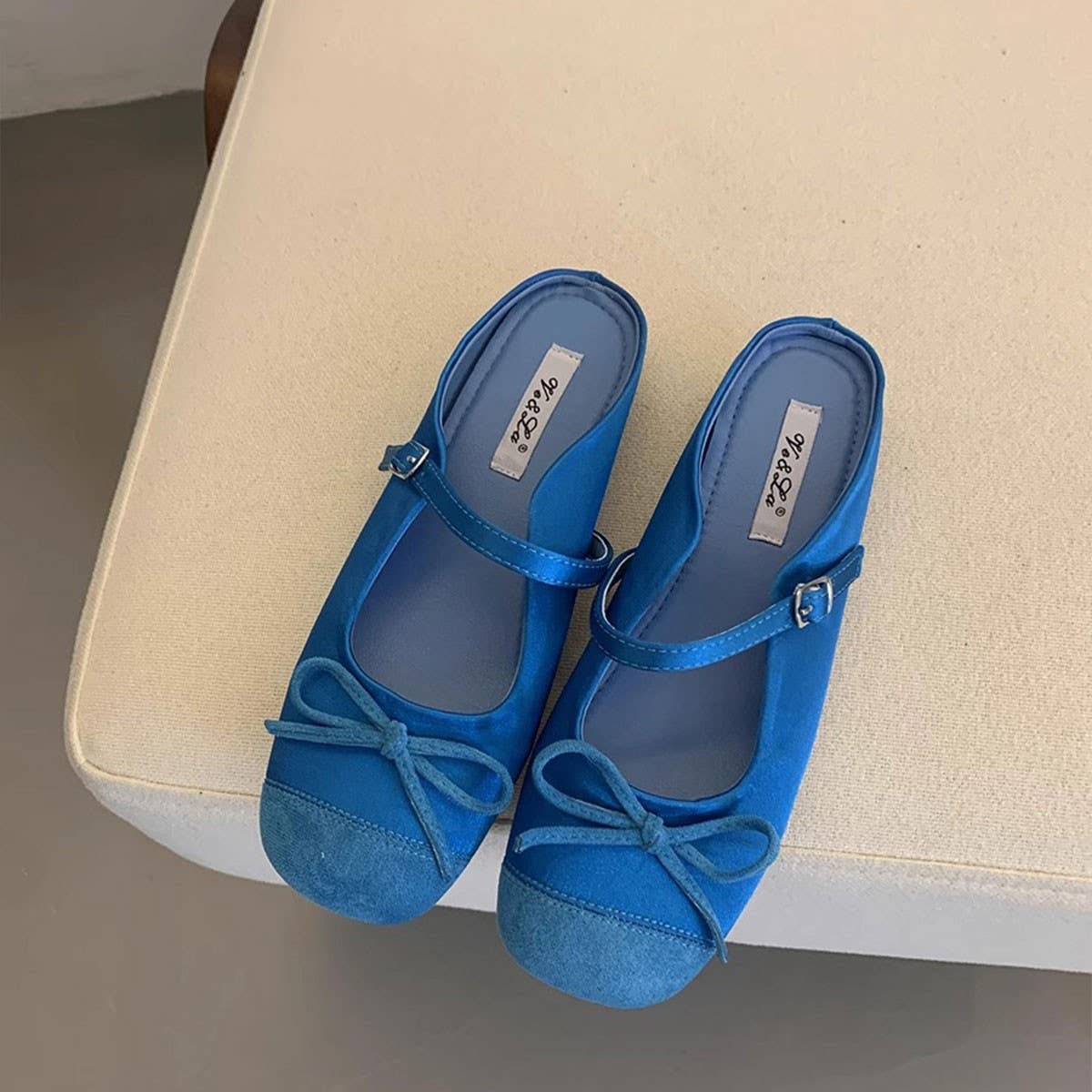 RED BALLET MARY JANE MULES WITH BOW FOR WOMEN_CWSHF0089