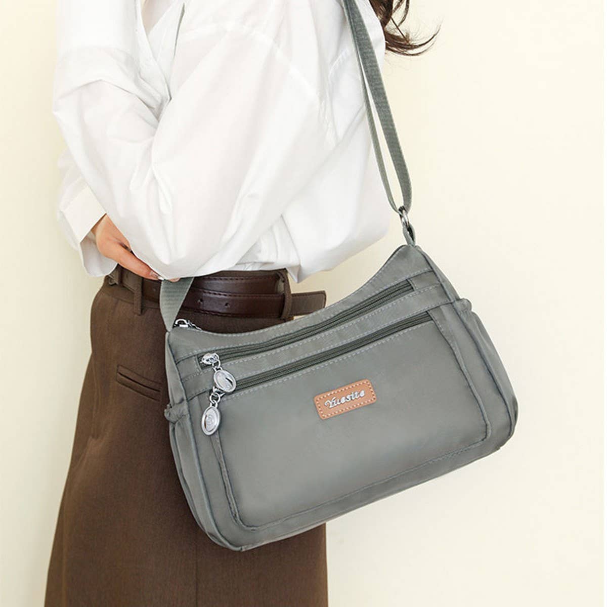 MULTI COMPARTMENT NYLON SHOULDER AND CROSSBODY BAG_CWASC1759