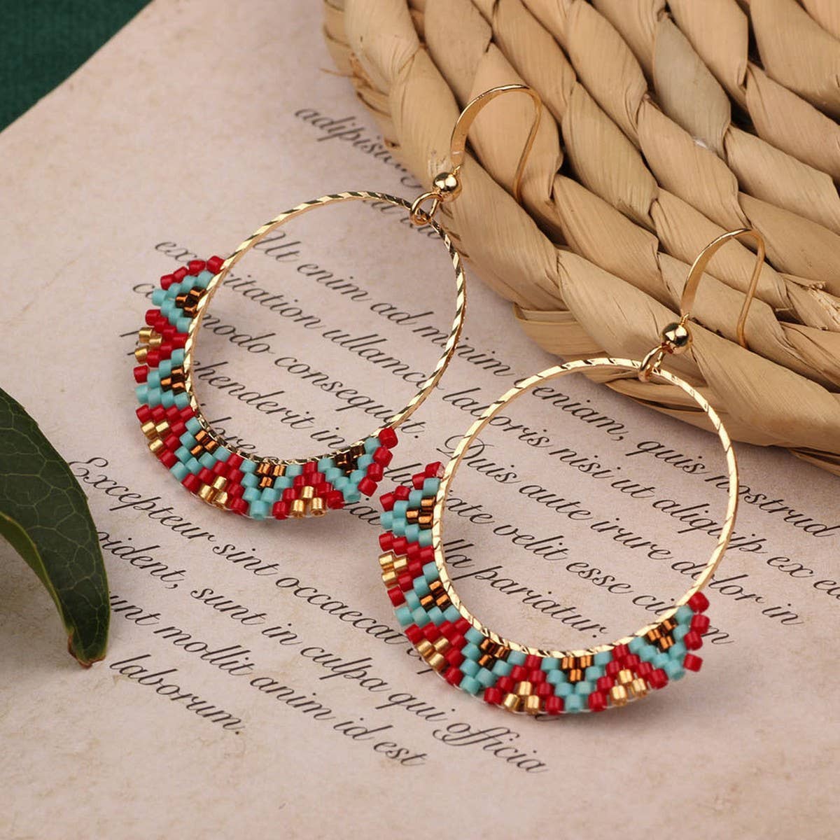 HIGH GRADE NATURAL STONE WOVEN COLORFUL EARRINGS_CWAJE3983