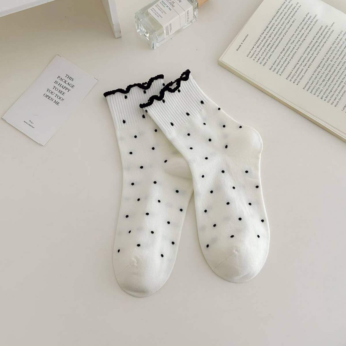 ALL MATCH NEW POLKA DOT MID CALF SOCKS_CWMS0953