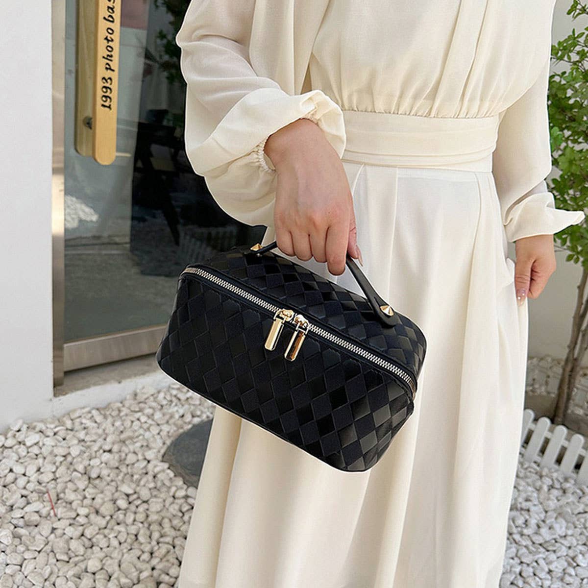 New Diamond Pu Leather Flat Cosmetic Bag_Cwab4375