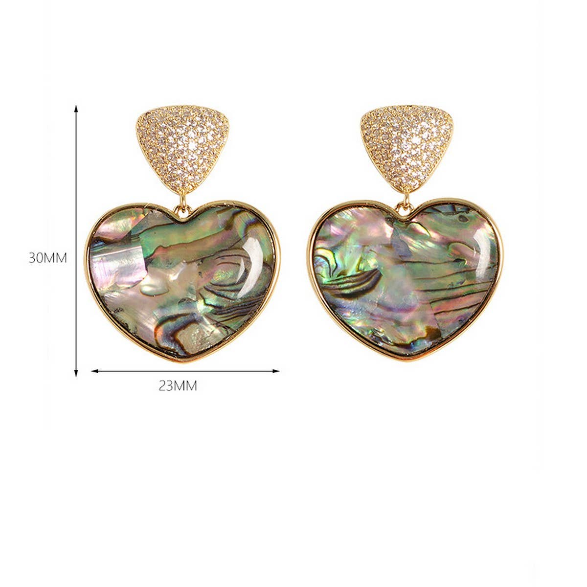 COPPER PLATED GOLD DIAMOND ABALONE EARRINGS_CWMM4334