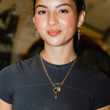 FASHIONABLE EMERALD HEART KEY NECKLACE_CWMM5541